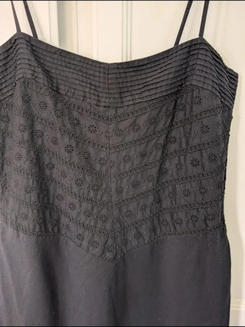 J.Crew Black Eyelet Cotton Spaghetti Strap Sun Dress Size 8